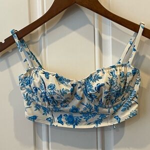Wild Fable Blue and White swim Top